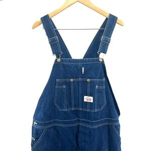 Round House Mens Dark Blue Denim Bib Overalls Carpenter Workwear 40x30 Straight